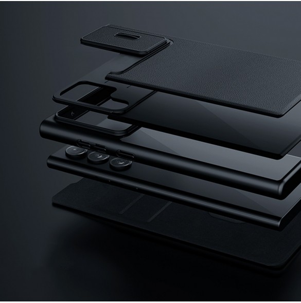 Nillkin Qin Leather Pro Case Samsung Galaxy S23+ Flip Cover Kamerafodral grön