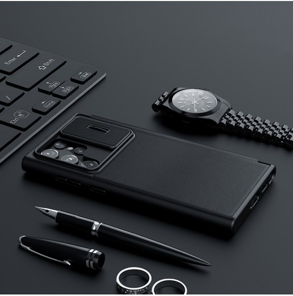 Nillkin Qin Leather Pro Case Samsung Galaxy S23+ Flip Cover Kamerafodral grön