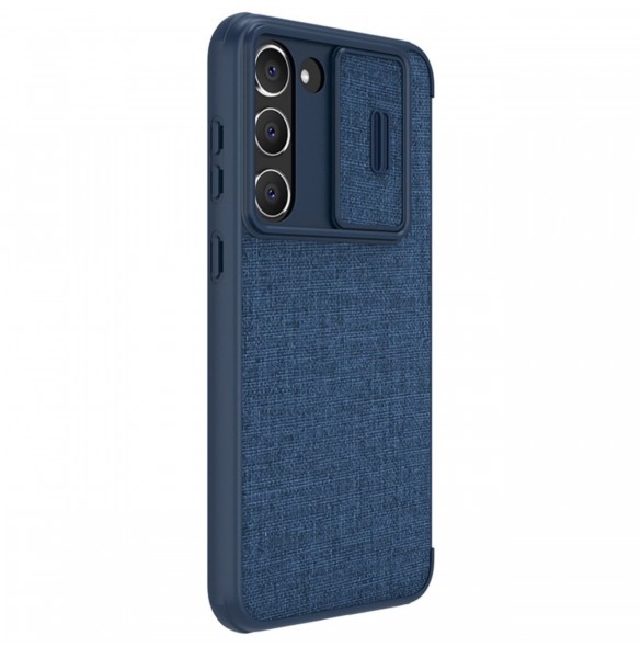 Nillkin Qin Cloth Pro-fodral för Samsung Galaxy S23+ Flip Cover kamerafodral blå