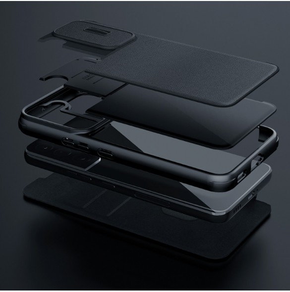 Nillkin Qin Cloth Pro-fodral för Samsung Galaxy S23+ Flip Cover kamerafodral blå