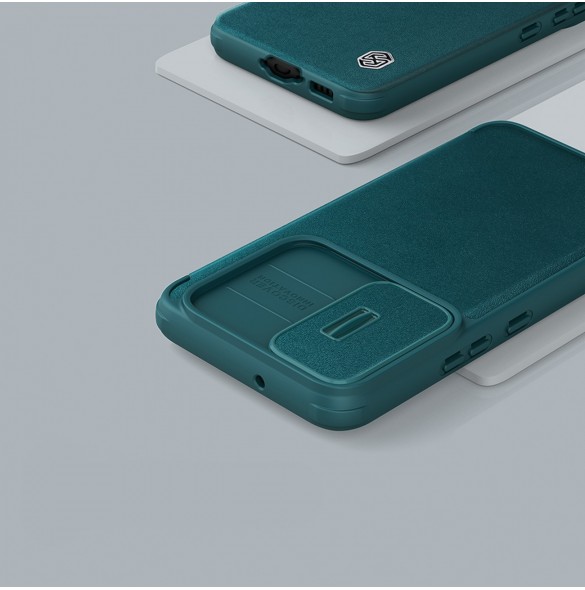 Nillkin Qin Cloth Pro-fodral för Samsung Galaxy S23+ Flip Cover kamerafodral blå