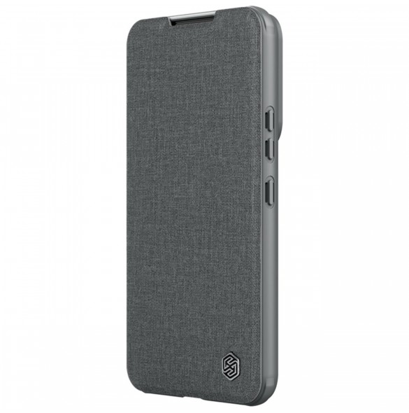 Nillkin Qin Cloth Pro Fodral för Samsung Galaxy S23+ Flip Cover Camera Cover Grå