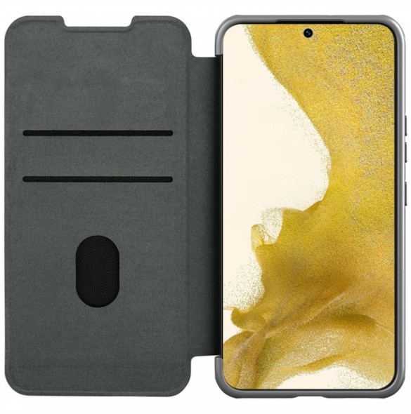 Nillkin Qin Cloth Pro Fodral för Samsung Galaxy S23+ Flip Cover Camera Cover Grå