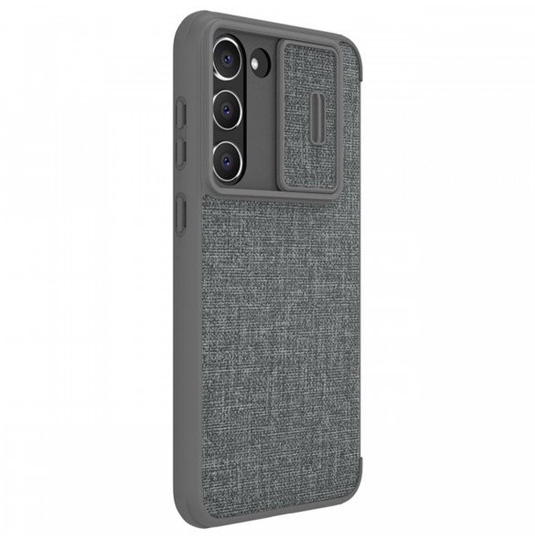 Nillkin Qin Cloth Pro Fodral för Samsung Galaxy S23+ Flip Cover Camera Cover Grå