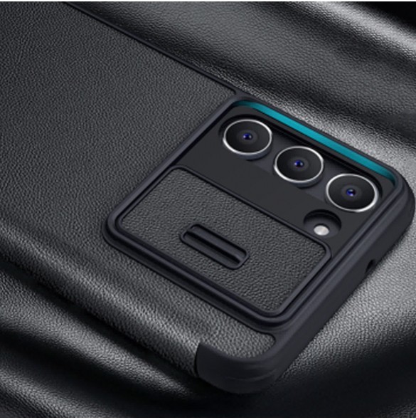 Nillkin Qin Cloth Pro Fodral för Samsung Galaxy S23+ Flip Cover Camera Cover Grå