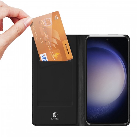 Plånboksfodral med ställ för Samsung Galaxy S23 FE Dux Ducis Skin Pro - svart
