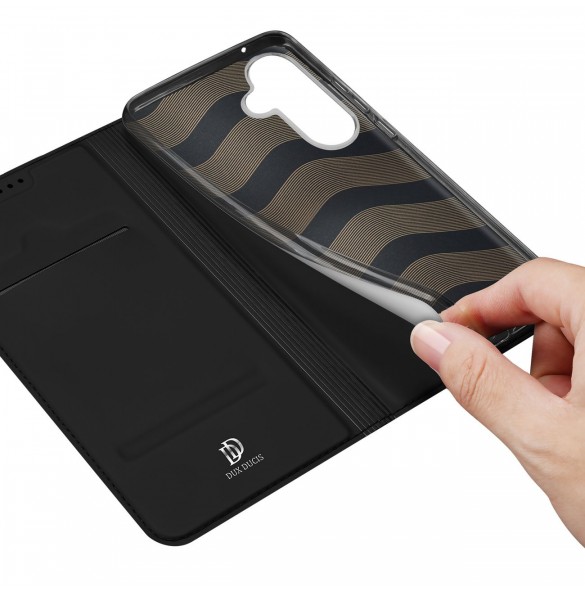 Plånboksfodral med ställ för Samsung Galaxy S23 FE Dux Ducis Skin Pro - svart