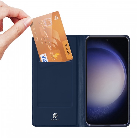 Plånboksfodral med ställ för Samsung Galaxy S23 FE Dux Ducis Skin Pro - blå