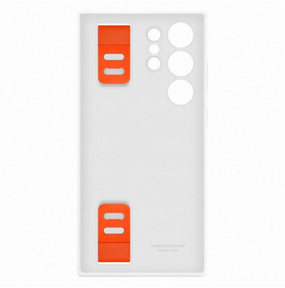 Samsung Silicone Grip Cover för Samsung Galaxy S23 Ultra silikonfodral med handledsrem vit (EF-GS918TWEGWW)