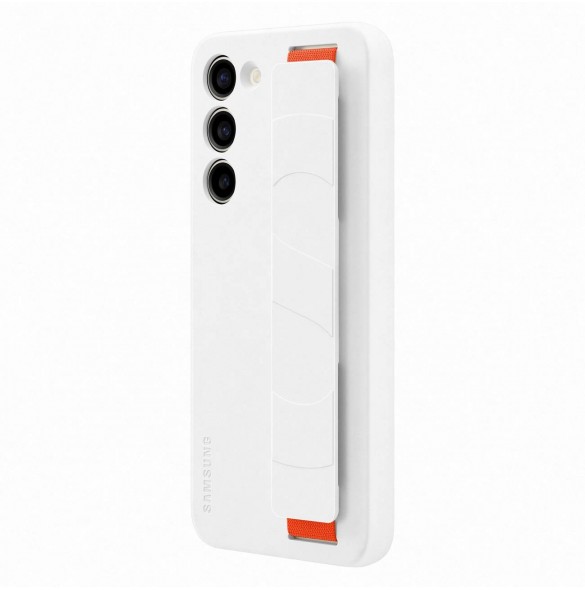 Samsung Silicone Grip Cover Case för Samsung Galaxy S23+ silikonfodral med handledsrem vit (EF-GS916TWEGWW)