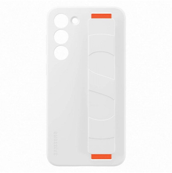 Samsung Silicone Grip Cover Case för Samsung Galaxy S23+ silikonfodral med handledsrem vit (EF-GS916TWEGWW)