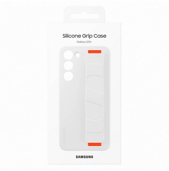 Samsung Silicone Grip Cover Case för Samsung Galaxy S23+ silikonfodral med handledsrem vit (EF-GS916TWEGWW)