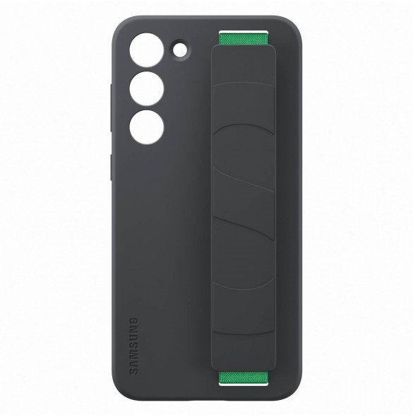 Samsung Silicone Grip Cover Case för Samsung Galaxy S23+ silikonfodral med handledsrem svart (EF-GS916TBEGWW)