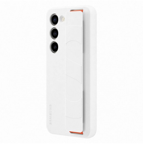 Samsung Silicone Grip Cover Case för Samsung Galaxy S23 silikonskal med handledsrem vit (EF-GS911TWEGWW)
