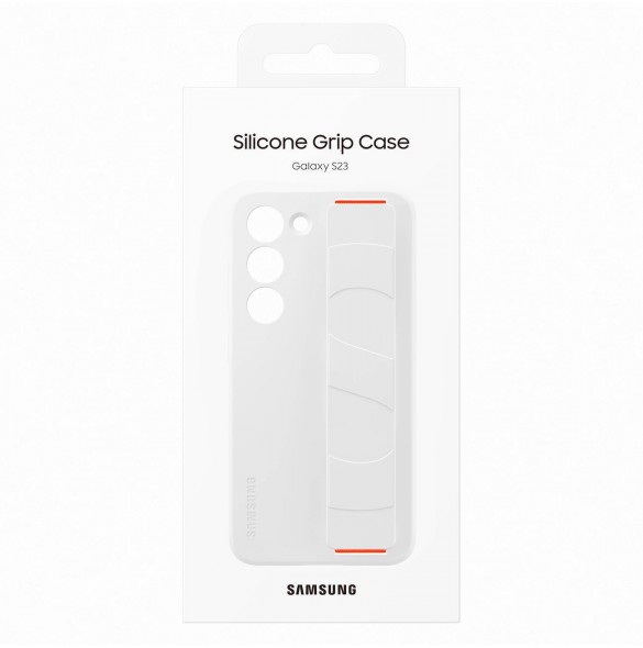 Samsung Silicone Grip Cover Case för Samsung Galaxy S23 silikonskal med handledsrem vit (EF-GS911TWEGWW)