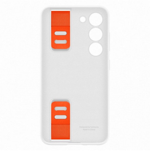 Samsung Silicone Grip Cover Case för Samsung Galaxy S23 silikonskal med handledsrem vit (EF-GS911TWEGWW)