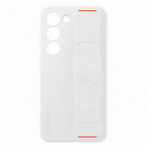 Samsung Silicone Grip Cover Case för Samsung Galaxy S23 silikonskal med handledsrem vit (EF-GS911TWEGWW)