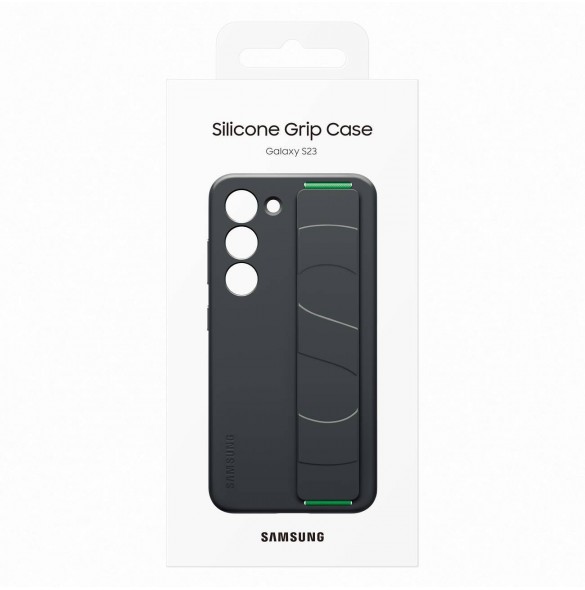 Samsung Silicone Grip Cover Fodral för Samsung Galaxy S23 silikonskal med handledsrem svart (EF-GS911TBEG