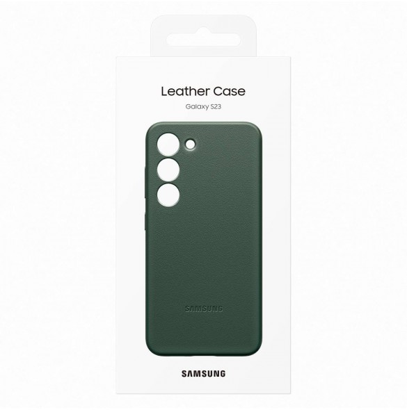 Samsung läderfodral för Samsung Galaxy S23 fodral tillverkat av naturligt lädergrönt (EF-VS911LGEGWW)