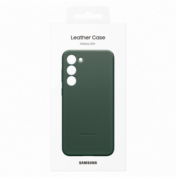 Samsung läderfodral för Samsung Galaxy S23+ fodral tillverkat av naturligt lädergrönt (EF-VS916LGEGWW)
