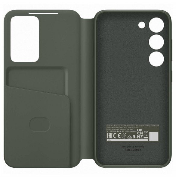 Samsung Smart View Wallet Fodral för Samsung Galaxy S23 Fodral med Smart Flip Window Card Wallet khaki (EF-ZS911CGEGWW)