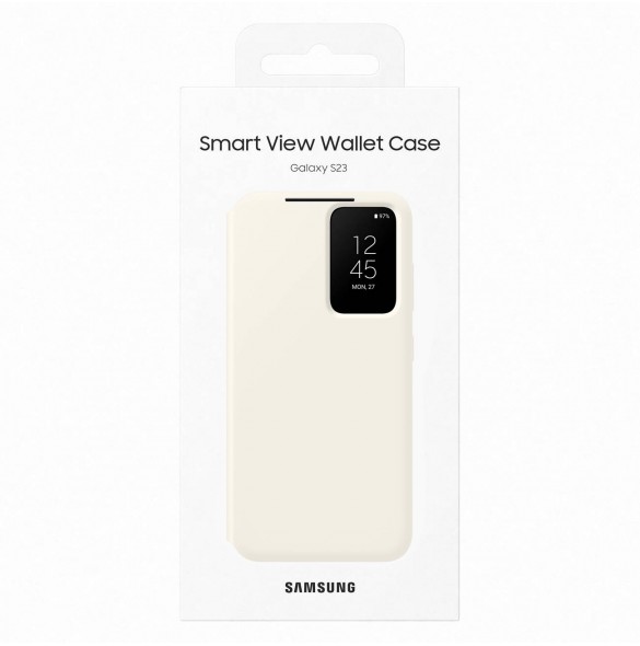 Samsung Smart View Wallet Case för Samsung Galaxy S23 Cover med Smart Flip Window Card Wallet Cream (EF-ZS911CUEGWW)