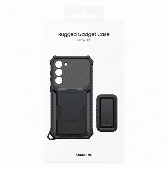 Samsung Rugged Gadget Case för Samsung Galaxy S23+ Rugged Cover Ring Hållare Stativ grå (EF-RS916CBEGWW)
