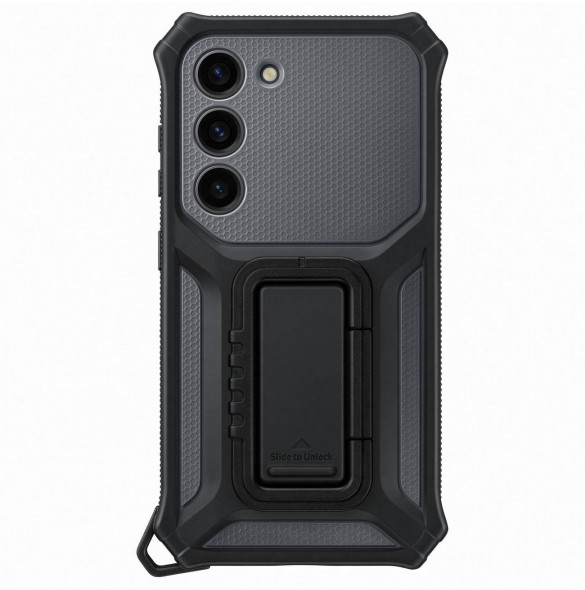 Samsung Rugged Gadget Case för Samsung Galaxy S23 Rugged Cover Ring Hållare Stativ grå (EF-RS911CBEGWW)