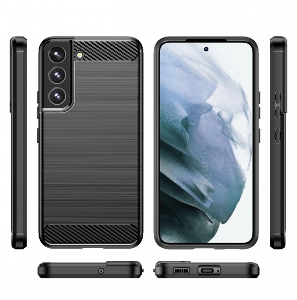 Carbon Case fodral för Samsung Galaxy S23+ flexibel silikon kolfodral svart
