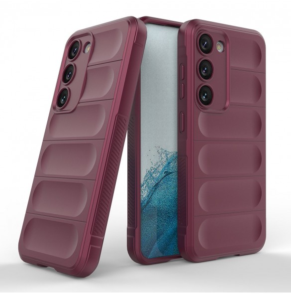 Magic Shield Fodral för Samsung Galaxy S23+ flexibelt pansarskal vinröd