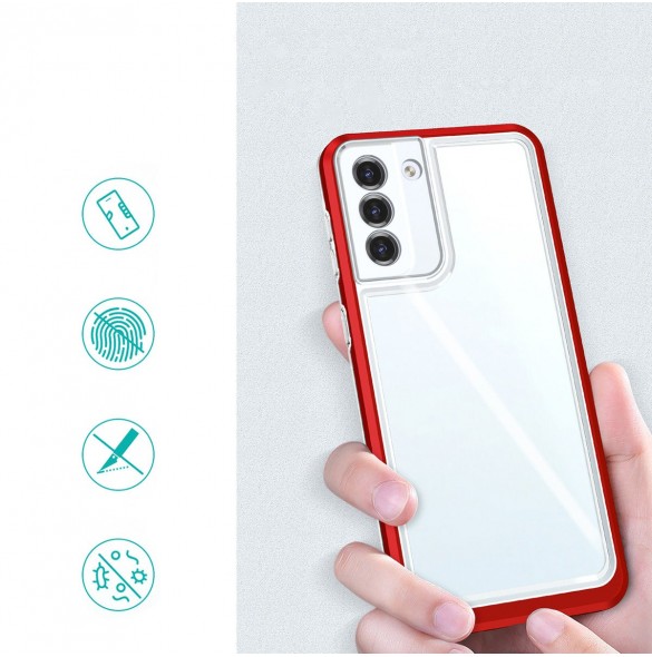 Klart 3-i-1 fodral för Samsung Galaxy S23+ silikonskal med ram röd