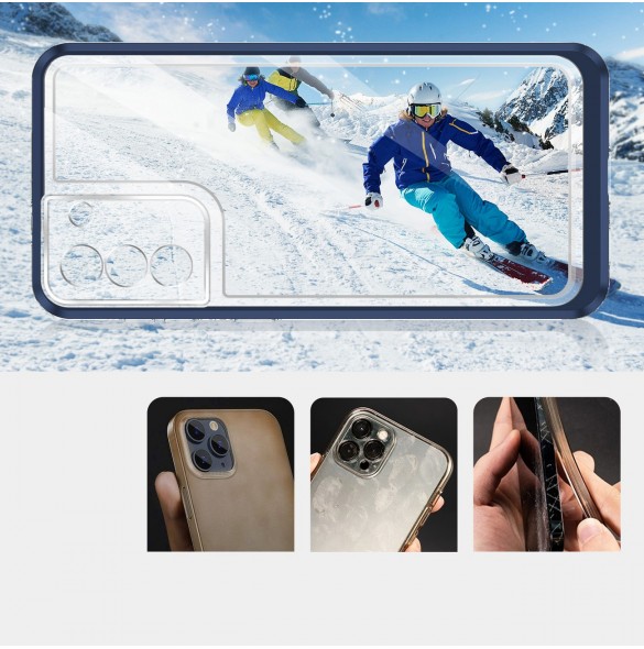 Klart 3-i-1 fodral för Samsung Galaxy S23+ silikonskal med ram blå