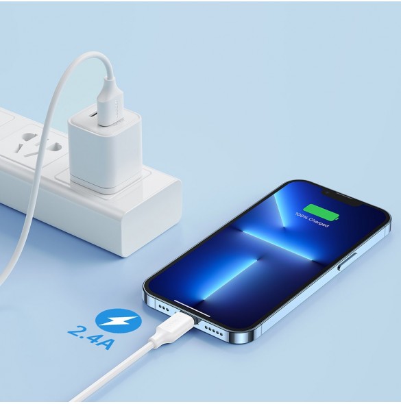 Joyroom USB-laddnings-/datakabel - Lightning 2,4A 1m Vit (S-UL012A9)