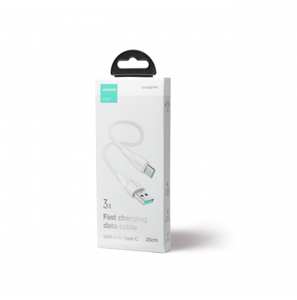 Joyroom USB-kabel - USB C 3A Surpass-serien för snabb laddning och dataöverföring 0,25 m vit (S-UC027A11)