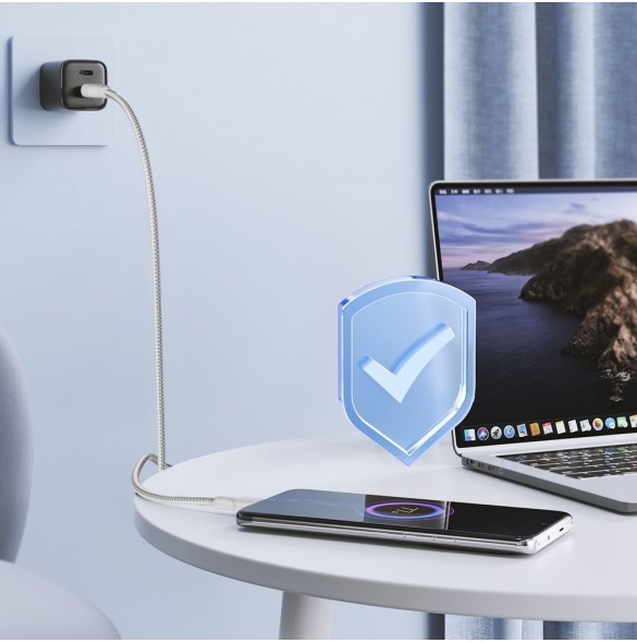 Joyroom USB-kabel - micro USB 2.4A Surpass-serien för snabb laddning och dataöverföring 0,25 m vit (S-UM018A11)