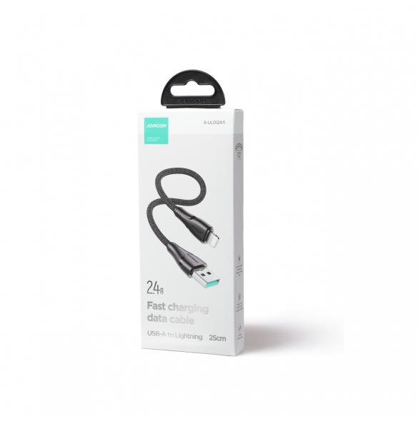 Joyroom-kabel USB - Lightning 2,4A 0,25 m svart (S-UL012A11)
