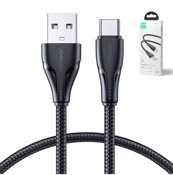 Joyroom USB - USB C 3A kabel Surpass Series för snabb laddning och dataöverföring 1,2 m svart (S-UC027A11)