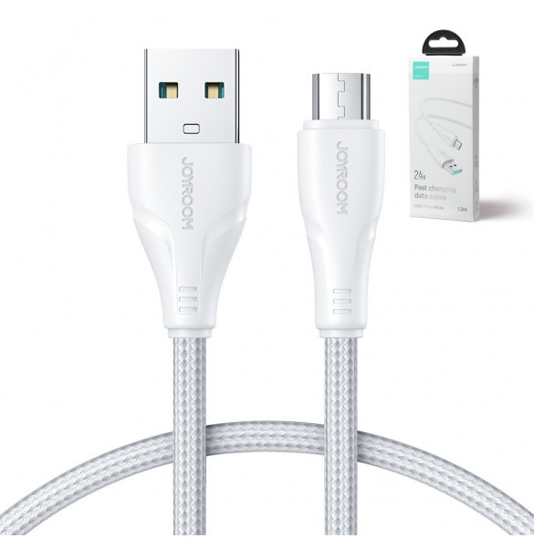 Joyroom USB-kabel - micro USB 2.4A Surpass-serien för snabb laddning och dataöverföring 1,2 m vit (S-UM018A11)