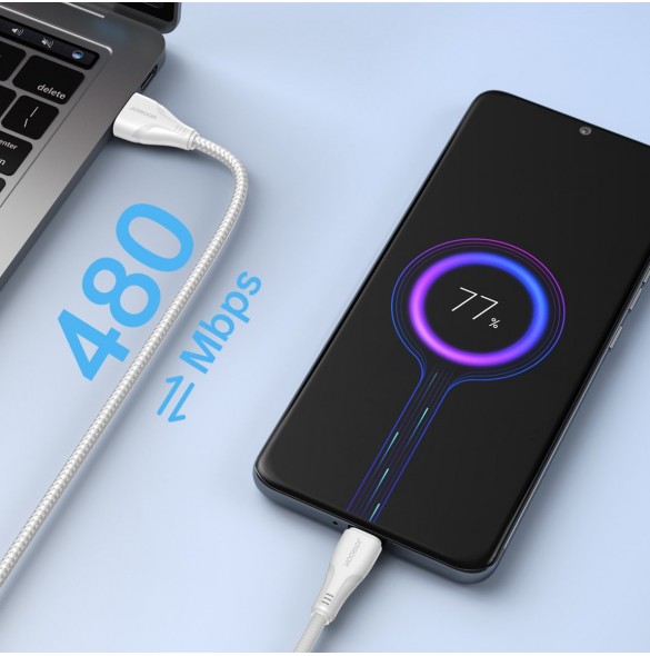 Joyroom USB-kabel - micro USB 2.4A Surpass-serien för snabb laddning och dataöverföring 1,2 m vit (S-UM018A11)