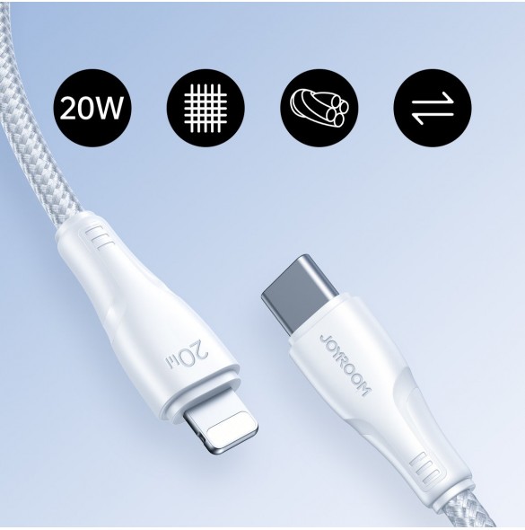 Joyroom USB C - Lightning 20W Surpass Series-kabel för snabb laddning och dataöverföring 0,25 m vit (S-CL020A11)
