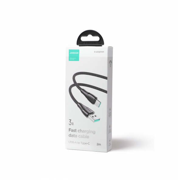 Joyroom USB - USB C 3A kabel Surpass Series för snabb laddning och dataöverföring 2 m svart (S-UC027A11)