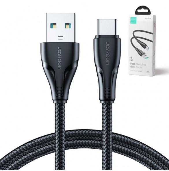 Joyroom USB - USB C 3A kabel Surpass Series för snabb laddning och dataöverföring 2 m svart (S-UC027A11)