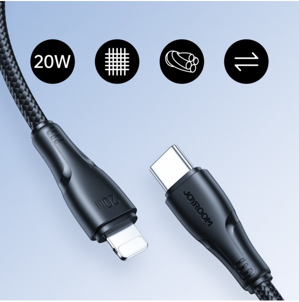 Joyroom USB C - Lightning 20W Surpass Series-kabel för snabb laddning och dataöverföring 1,2 m svart (S-CL020A11)