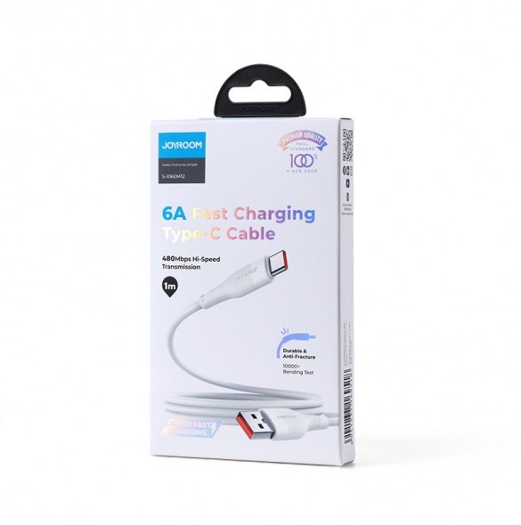 Joyroom USB-kabel - USB Typ C för snabbladdning/dataöverföring 6A 1m vit (S-1060M12)