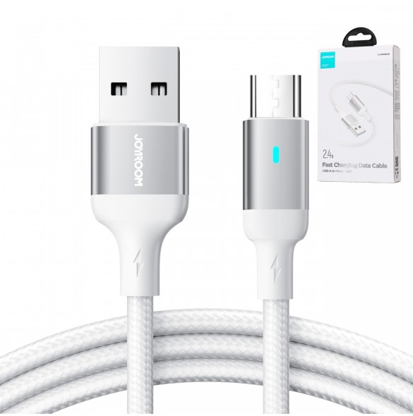 Joyroom USB-kabel - micro USB 2.4A för snabb laddning och dataöverföring 1,2 m vit (S-UM018A10)