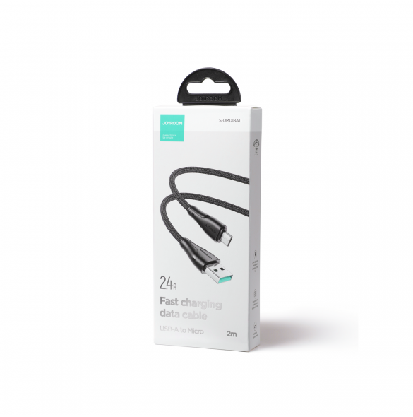 Joyroom USB-kabel - micro USB 2.4A Surpass-serien för snabb laddning och dataöverföring 2 m svart (S-UM018A11)