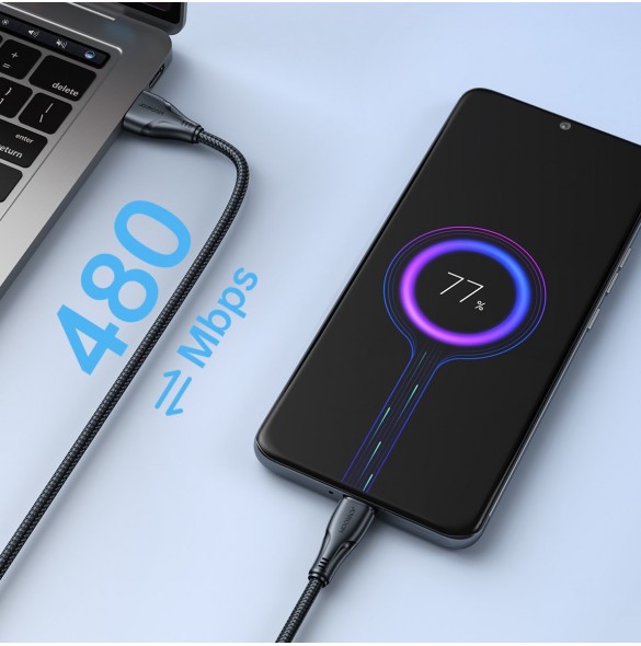 Joyroom USB-kabel - micro USB 2.4A Surpass-serien för snabb laddning och dataöverföring 2 m svart (S-UM018A11)