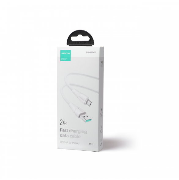 Joyroom USB-kabel - micro USB 2.4A Surpass-serien för snabb laddning och dataöverföring 2 m vit (S-UM018A11)