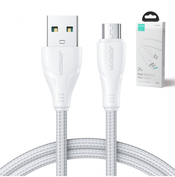 Joyroom USB-kabel - micro USB 2.4A Surpass-serien för snabb laddning och dataöverföring 2 m vit (S-UM018A11)