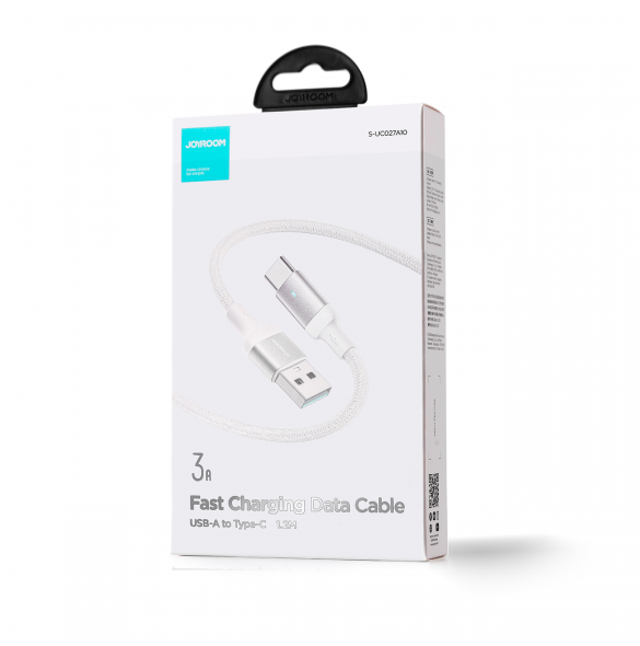 Joyroom USB-kabel - USB C 3A för snabb laddning och dataöverföring A10 Series 1,2 m vit (S-UC027A10)